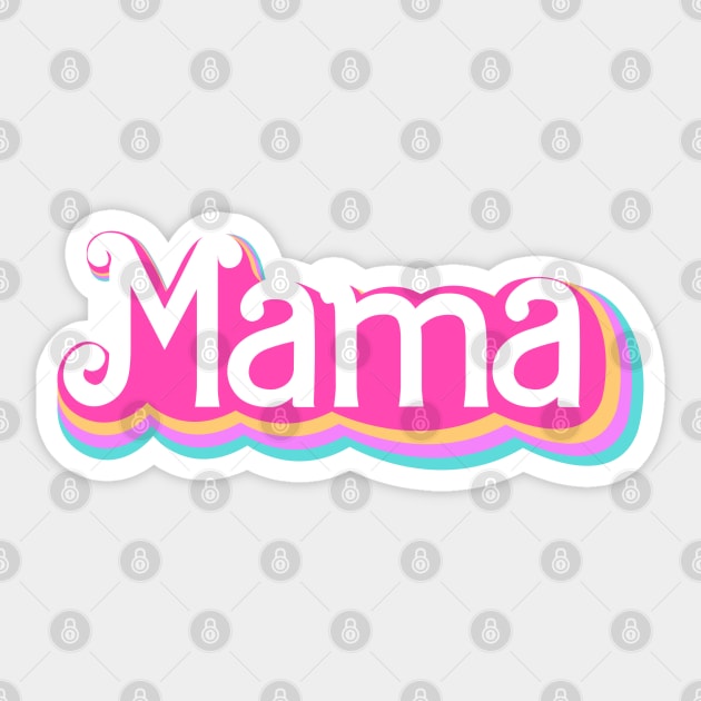 Mama Barbie style logo, pink custom name with rainbow Sticker by PrimeStore